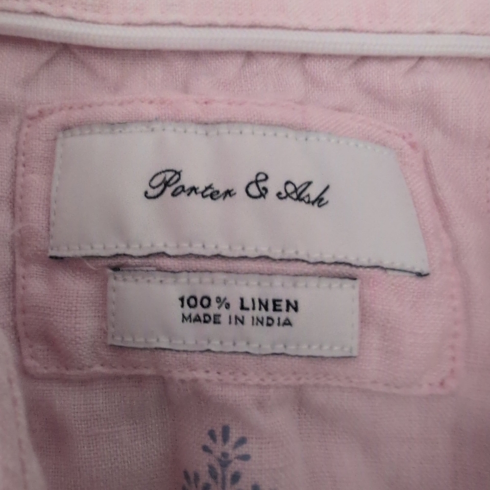 Porter & Ash Men's Pink Linen Shirt Medium - Picture 6 of 9